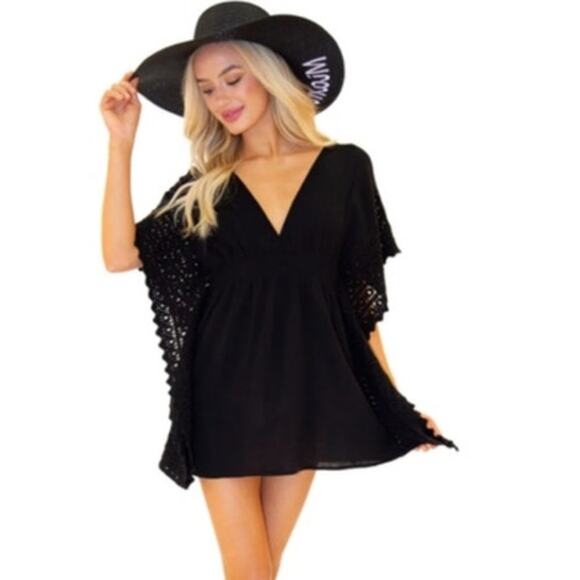 Victoria's Secret‎ Black Plunge V-Neck Batwing Swim Cover-Up Size S Small - Picture 2 of 11